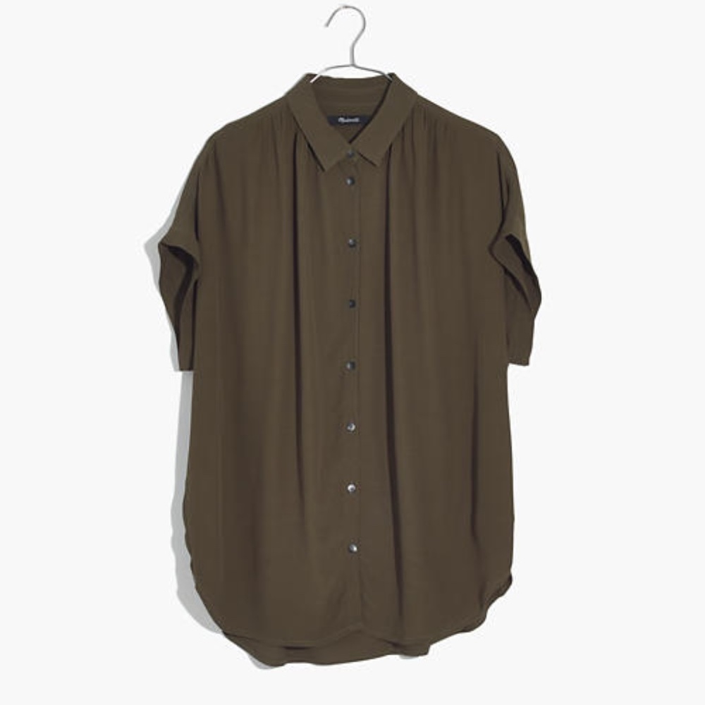 Madewell Central Drapey Shirt in Kale NWT